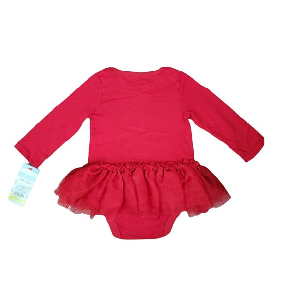 Cat & Jack Christmas Bodysuit‎ Girls Sz 12M Red Tulle Skirt 1 Pc Holiday Outfit - Picture 4 of 7